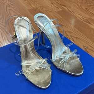 Schultz Gold Heels with Clear Straps